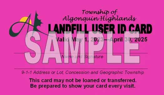 Image shows landfill pink landfill card.